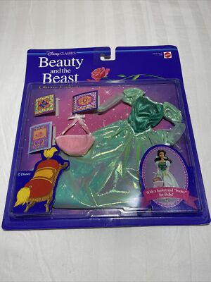 Vintage New 1992 Disney Library Fashion Dress Set Beauty And The Beast Mattel