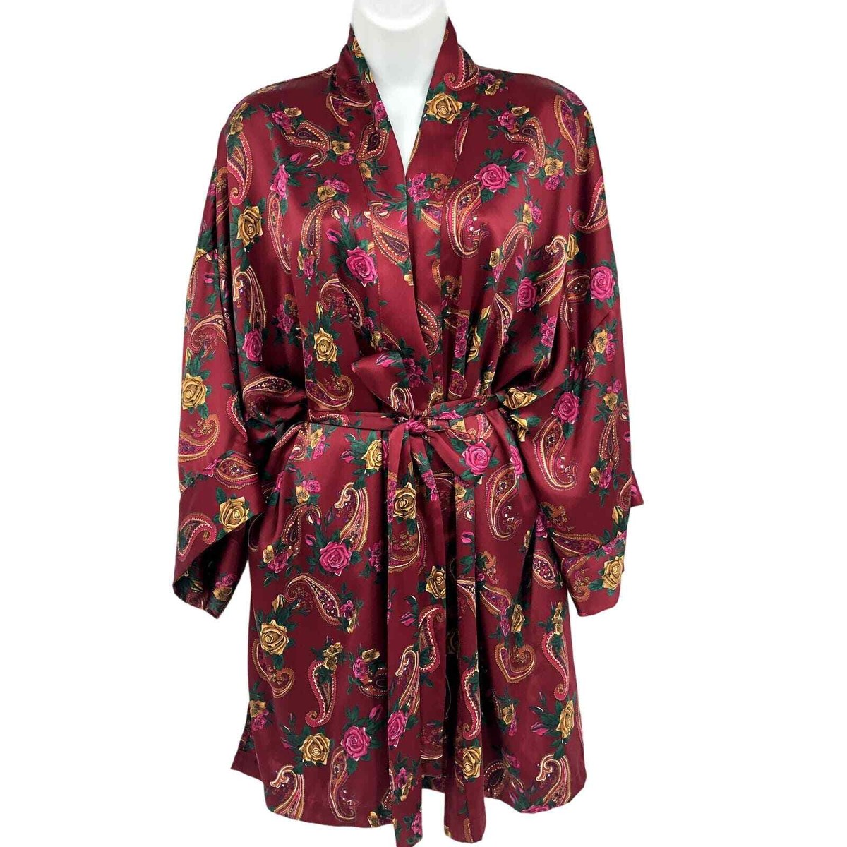 Vintage Gold Victoria's Secret Paisley Robe Kimono Womens One Size