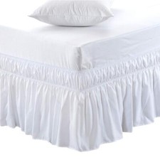 Wrap Around Bed Skirt Three Fabric Sides Elastic Dust Ruffled 14 Inch Tailore...