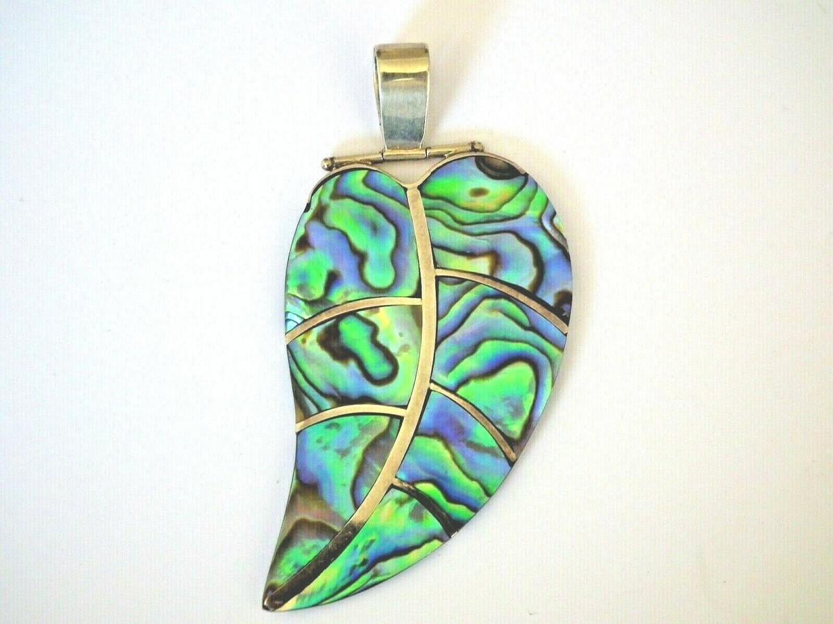 Pendentif Argent 925 Avec Pierre Paua/Abalone Bleu Vert - Neuf Avec étiquettes