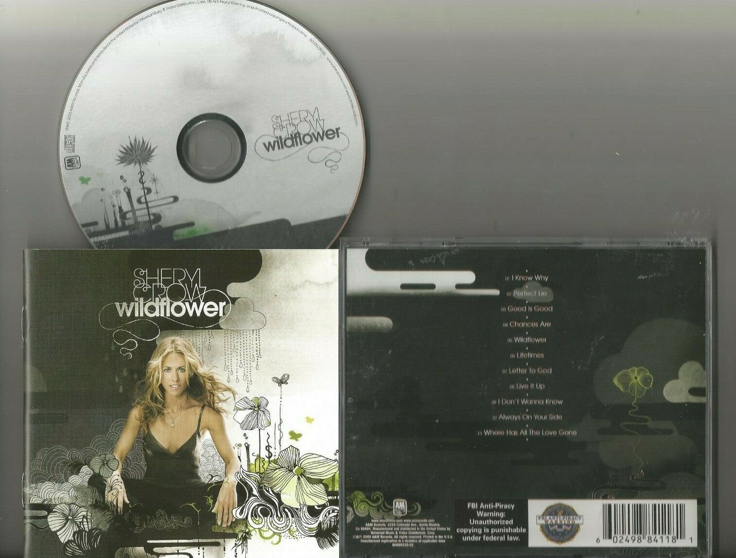 Sheryl Crow Wildflower CD A&M 11trx I Know Why Perfect Lie Lifetimes
