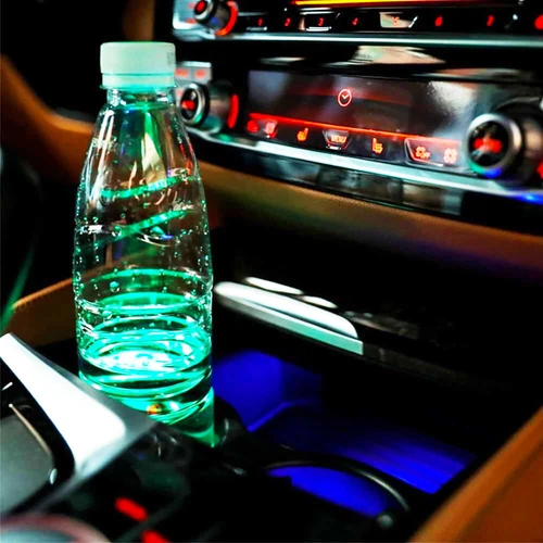 2pcs RGB LED Car Interior Cup Holder Light Mat Pads Drink Coaster Mercede s Benz - Picture 5 of 11