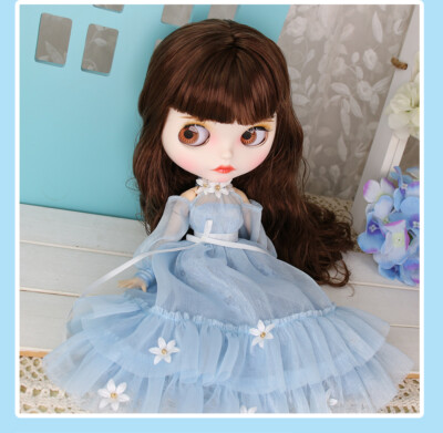 12'' Factory blythe   Doll Customized Matte Face Carved lips mix brown hair