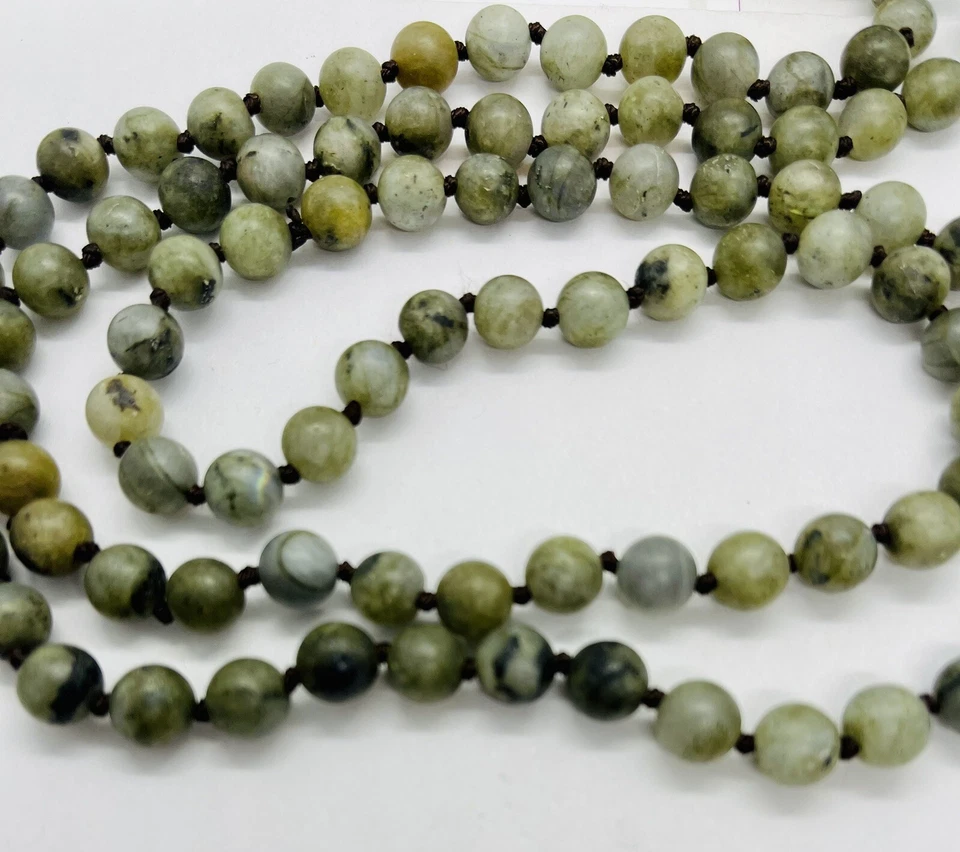 Necklace Beads In Green/gray (possibly Agate)With Pendant Brass Arrow Bison Bone - Image 4 of 4