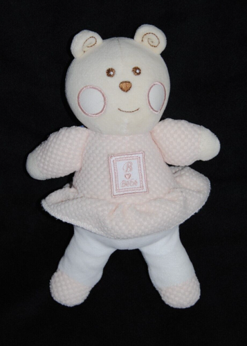 ours ancien vintage doudou rose vichy rose bavoir peluche de 30 cm | Rakuten
