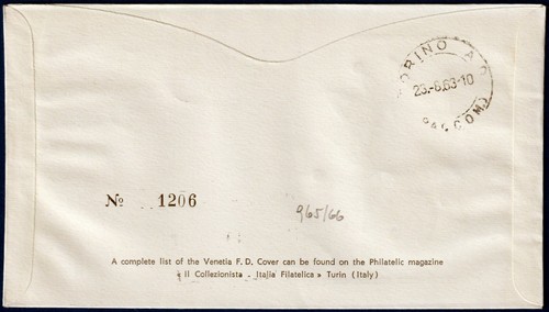 1963 - FDC Venetia - Turismo - Viaggiata per raccomandata  - n.203It - Picture 2 of 2