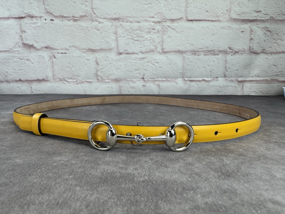 Authentic GUCCI Yellow Calfskin Leather Skinny Buckle Belt Authentic GUCCI Yellow Calfskin Leather Skinny Buckle Belt