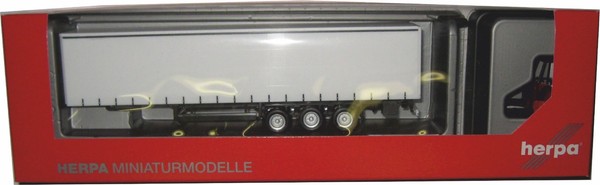 Herpa 076784 Schmitz 3-Achs Solo-Gardinenplanenauflieger Mit Mitnahmestapler H0-image