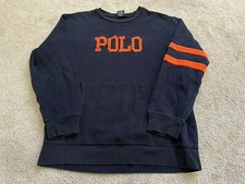 Vtg 90s Polo Ralph Lauren Boys Large Crewneck Sweatshirt Blue Orange Retro