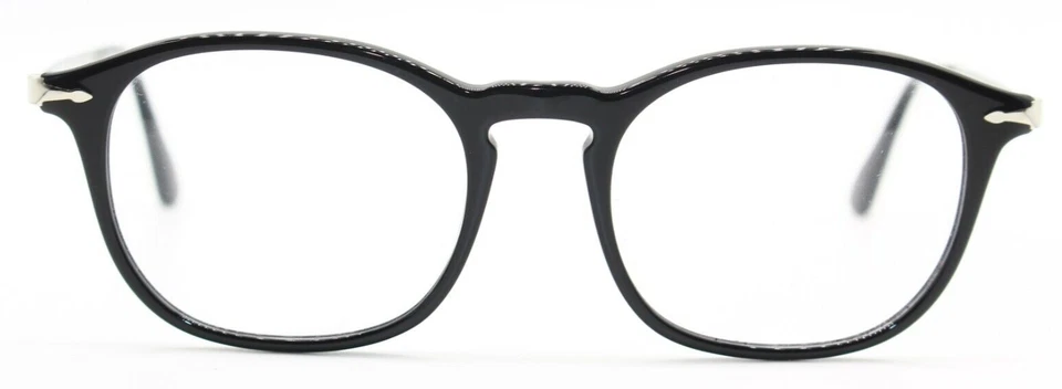 NUEVO PERSOL P 3179-V 95 REDONDO NEGRO CON PATILLAS PLATEADAS GAFAS AUTÉNTICAS 51-19 Foto 3 de 4