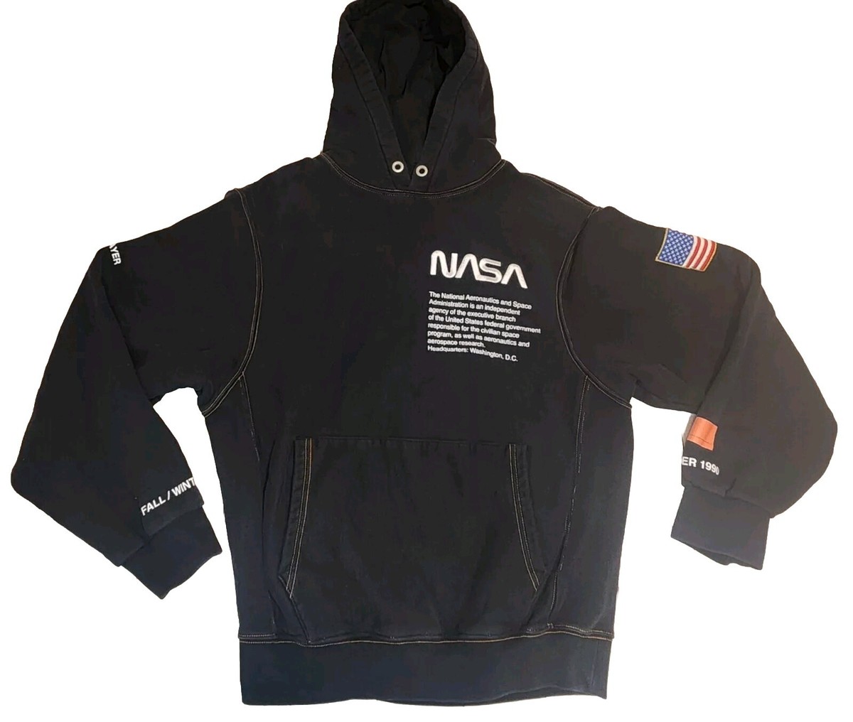【新品 未使用】 heron preston  NASA HOODIE S Heron Preston NASA Hooded Sweatshirt Black Made In Italy M/L | eBay