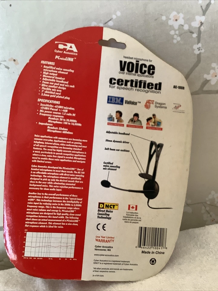 Cyber Acoustics AC-100R Headset Microphone For Voice Over Internet Applications  - Image 3 of 4