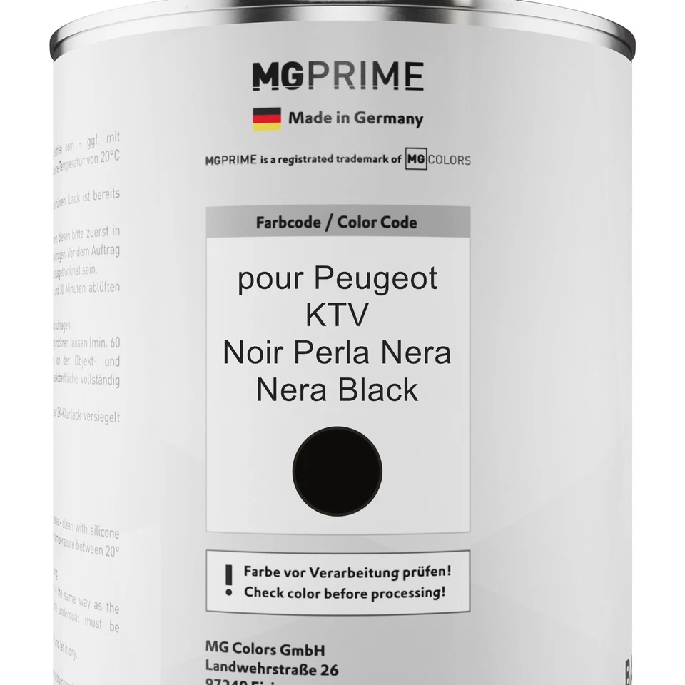 Peinture voiture kit de pot pour Peugeot KTV Noir Perla Nera Nera Black 2,5l - Photo 2/4
