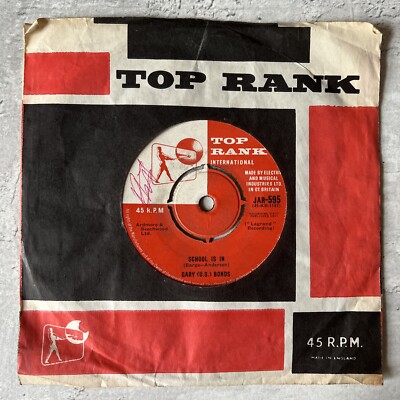 School Is In Gary U.S. Bonds UK 7'' vinyl single record JAR-595 TOP RANK 1961