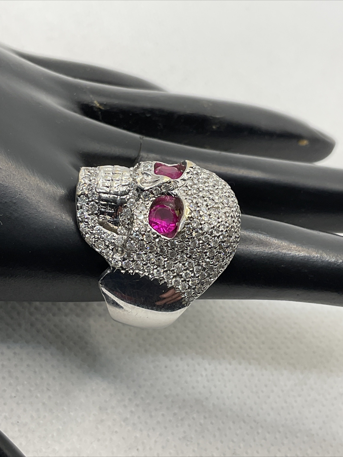 IMPRESSIVE Solid 14K White Gold Created Ruby & Ge… - image 12