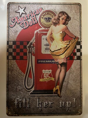 Plaque Murale Métal Vintage Pin-Up - 30x20 Cm - Décoration Garage, Atelier, Moto