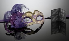 kleine original venezianische Maske Augenmaske mit Federn Karneval Maskenball