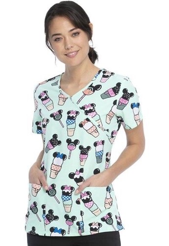 Disney Mickey/Minnie Womens V neck scrub top. Sz XL. Brand new. - Picture 2 of 5