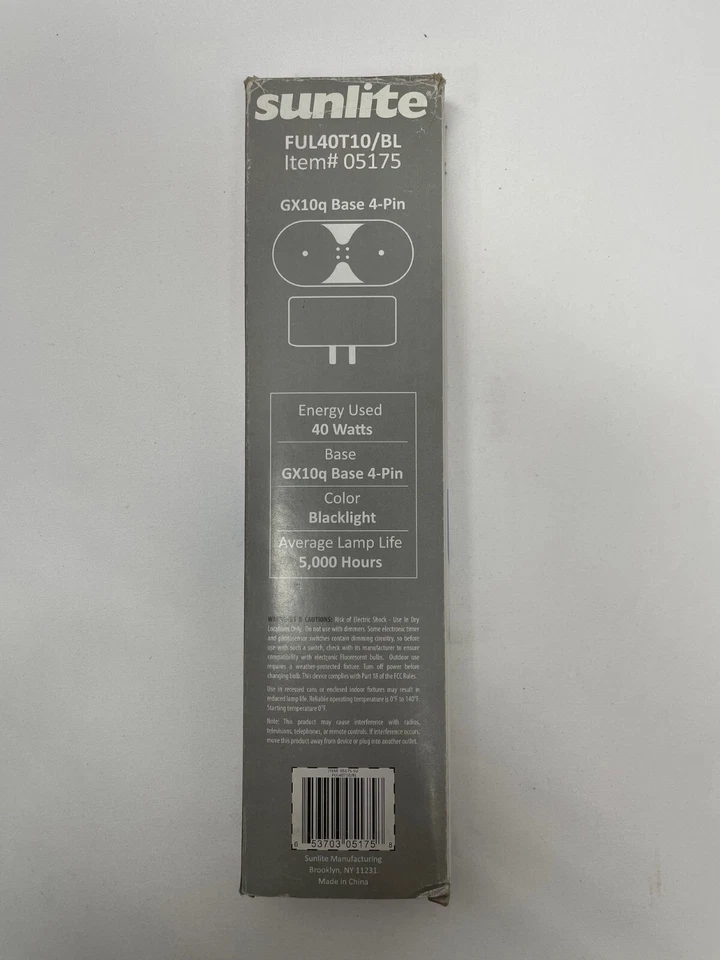 Sunlite FUL40T10, Black Light Compact Fluorescent, GX10Q Base, 40w -New/Open Box - Image 2 of 3