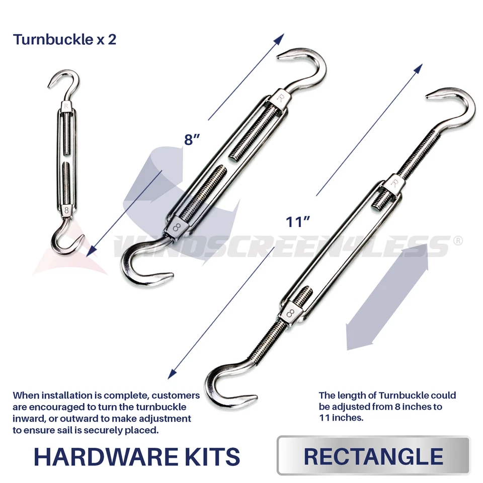 Sun Shade Sail 8 英寸硬件套件适用于矩形重型遮阳帆安装 — 第 4/4 张图片