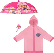Nickelodeon Paw Patrol Kids Umbrella with Matching Raincoat for Girls Ages 2-7