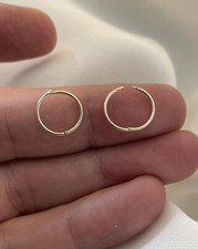 Genuine 9CT Yellow GOLD 10MM HINGED SLEEPERS Earrings Solid 9 ct Gold Earrings