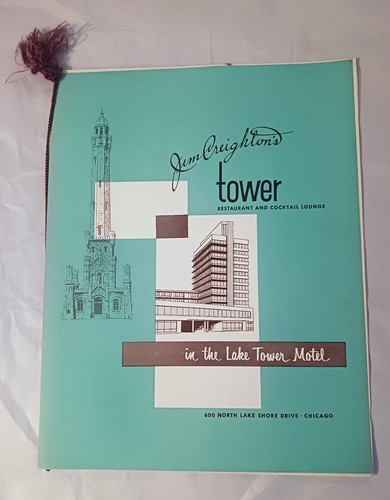 Lake Shore Drive Chicago IL Jim Creighton's Tower Restaurant Vintage 1960 Menu - Picture 1 of 8