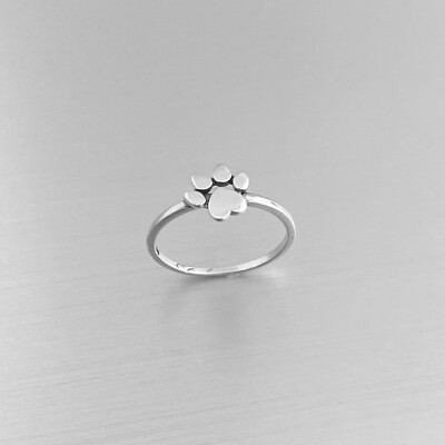 Sterling Silver Heart Paw Print Ring, Silver Rings, Dog Ring