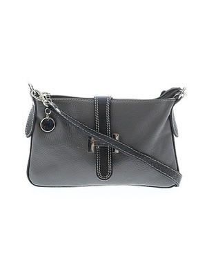 Vera Pelle Women Gray Leather Shoulder Bag One Size