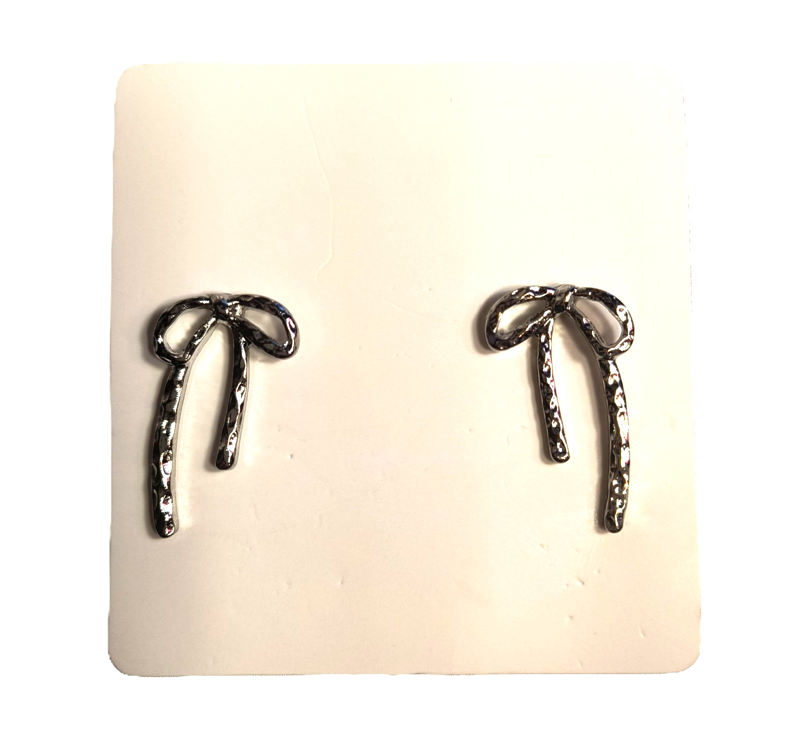 Silvertone Bow Stud/Post Earrings for Pierced Ear… - image 6