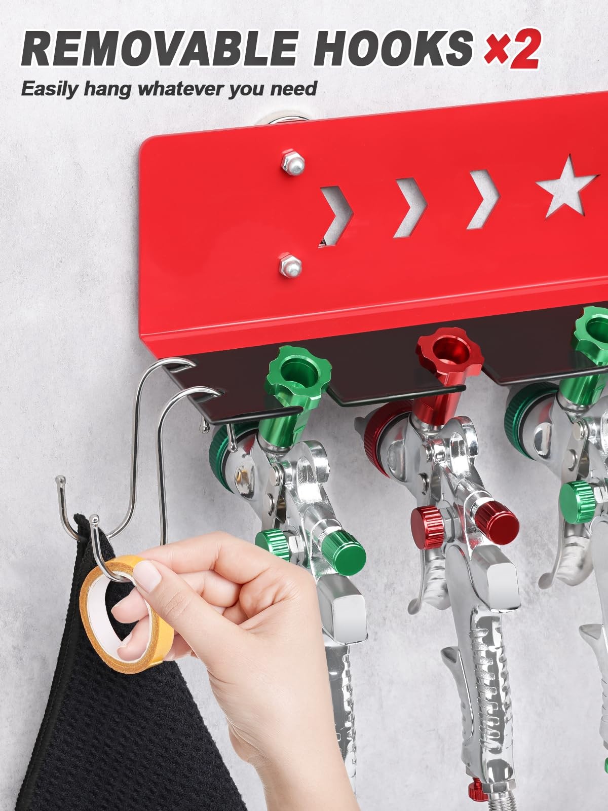 Paint Spray Gun Rack for Magnetic or Wall Mount, Holds 7 Gravity Feed Guns or...