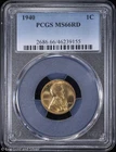 1940 1c Lincoln Wheat Cent PCGS MS 66 RD | Uncirculated UNC BU