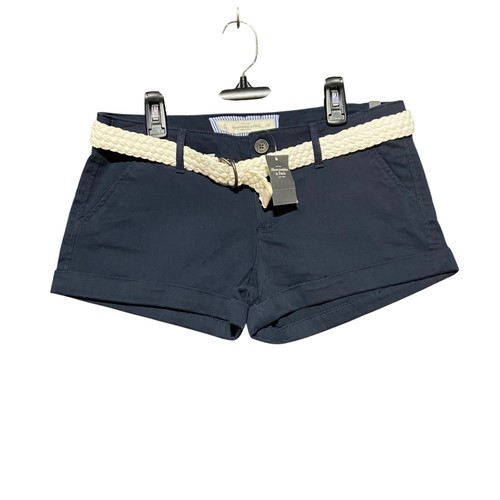 Abercrombie & Fitch Womens Navy Micro Chino Shorts Low Rise Belt Size 4 W27 New