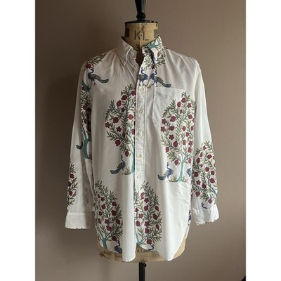 Engineered Garments Hemd Herren Größe S weiß Pfau 100 % Baumwolle hergestellt in den USA