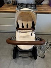 ickle bubba pram stomp v3 beige with brown leather handle bars 