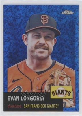 2022 Chrome Platinum Anniversary Blue Mini-Diamond Refractor Evan Longoria 0s55