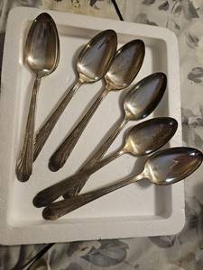 Monroe Silver Co. Silver Plated Tablepoons Lot of 6, Solid Handle Pattern