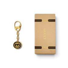 GUCCI Interlocking G Keychain Gold and Black with Box Vintage