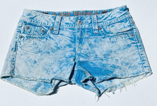 Rock Revival Jacklyn Shorts Womens 28 Blue Denim Frayed Hem Embroidered Pockets
