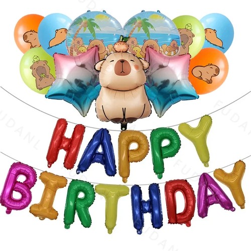Capybara Theme Kid Birthday Party Balloons DECOR ANIMAL FOIL NETFLIX - Picture 2 of 9