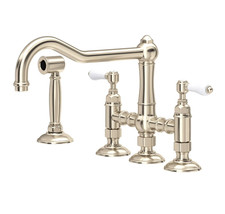 Rohl Acqui A1458LPWSSTN-2 Kitchen Widespread Bridge Faucet Spray Satin Nickel