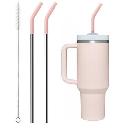 Bluwing Metal Straw with Silicone Tip for 40 OZ Straight Straw, Light Pink 