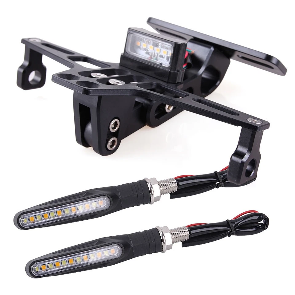 For Honda Kawasaki Yamaha License Tail Tidy Plate Bracket Holder+LED Turn Signal - Image 4 of 4