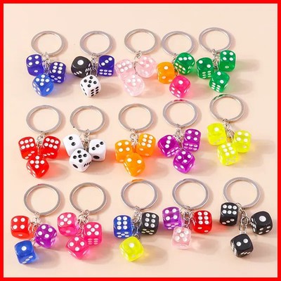 1pc random color Cute Keychains Charms Resin Dice Keyrings for Car Key Men Women