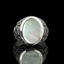 Water Pearl Men's Ring, Sterling Silver Pearl Ring, Handmade Mens Statement Ring