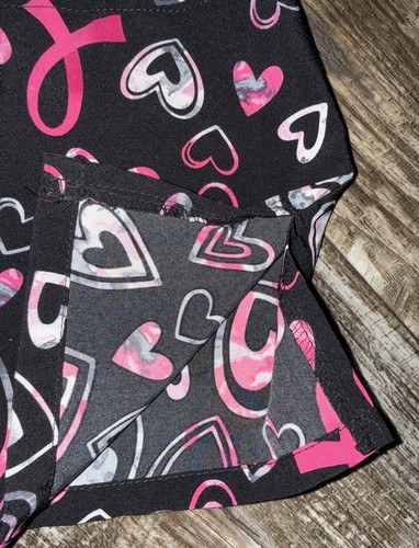 Women’s Scrubs Black Pink Hearts Breast Cancer Awareness Pink Ribbon 2X SEEPICS! - Picture 8 of 16