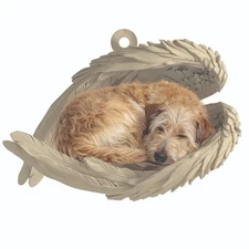 New Personalize Beige Shaggy Dog Angel Wings Christmas Gift Ornament 3SO267
