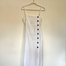 NWT Reformation White Dress with Button Front Slip Maxi Sundress Casual Size 4