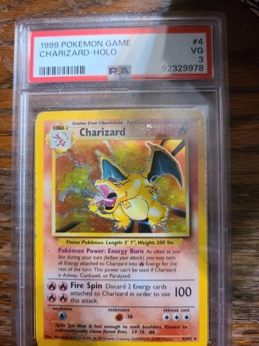 1999 Pokemon Charizard Holo #4 Base Set PSA 3  vintage WOTC