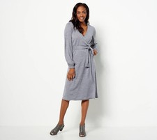 Girl With Curves Ribbed Faux Wrap Sweater Dress Plus Size 5X Gray NEW